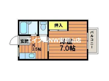 コーポ島村I(1K/2階)の間取り写真