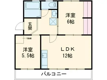 コーポ西栄(2LDK/2階)の間取り写真