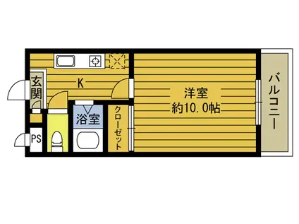 ブラッサムK(1K/4階)の間取り写真
