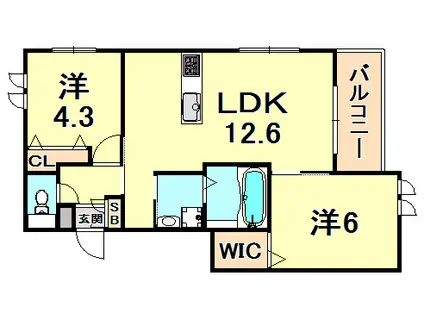 COURT LATOUR ASHIYA(2LDK/2階)の間取り写真