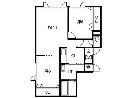エリア86 A(2LDK/2階)の間取り写真