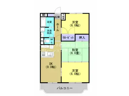 パサージュ伊敷(3LDK/2階)の間取り写真