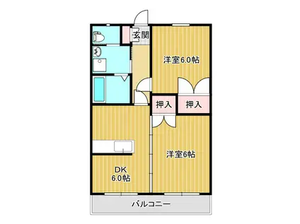 サンライズマンション(2DK/4階)の間取り写真