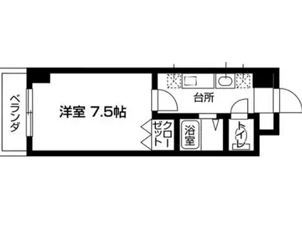 梅田エクセルハイツ(1K/2階)の間取り写真