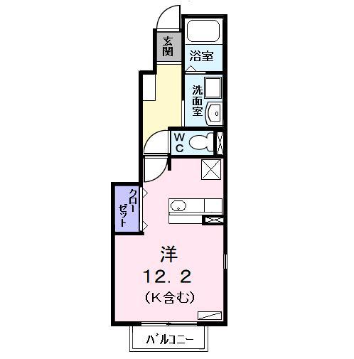 メゾンドソレイユ(ワンルーム/1階)の間取り写真