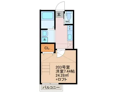 ライズ八千代台(1K/2階)の間取り写真