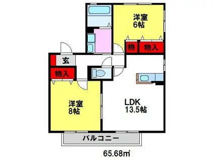 プラムヒルズ(2LDK/1階)の間取り写真