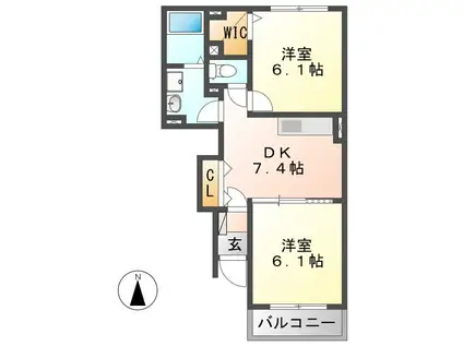 レクサス共栄F(2DK/1階)の間取り写真