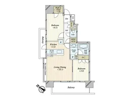 エクシア新小岩(2LDK/6階)の間取り写真