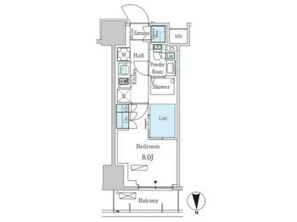 パークアクシス池袋(1K/2階)の間取り写真