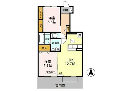 フォーラムワーゴIII・V III(2LDK/1階)の間取り写真