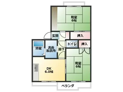 タウニィ方(2DK/2階)の間取り写真