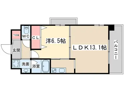 ノースヴィレッジ壱番館(1LDK/9階)の間取り写真