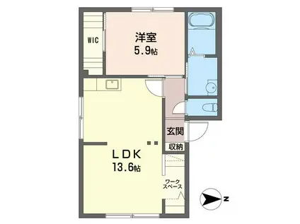 ウエストヒルズB(2K/2階)の間取り写真