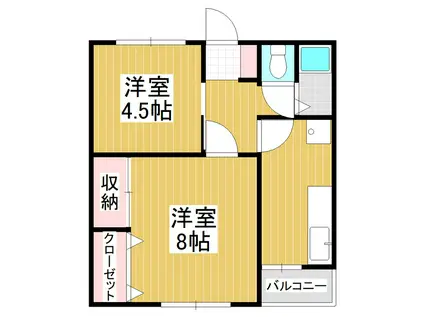 穂高荘(2DK/2階)の間取り写真