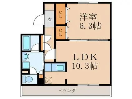 アビタシオン清水(1LDK/4階)の間取り写真