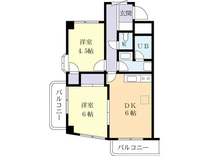 ヒロ・ヴィザージュ(2DK/5階)の間取り写真