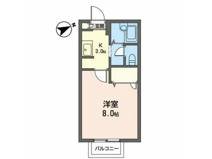 フラッツゆたか(1K/2階)の間取り写真
