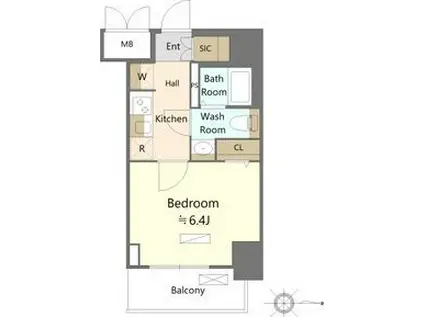 SHOKEN RESIDENCE名古屋ノース(1K/8階)の間取り写真