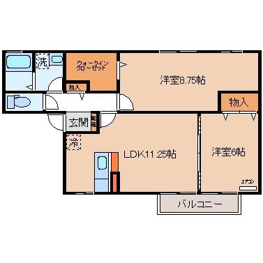 サンスクエア(2LDK/2階)の間取り写真