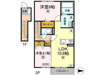 SUNBELS(2LDK/2階)の間取り写真