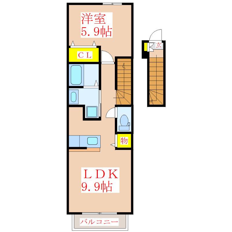 エトワール(1LDK/2階)の間取り写真