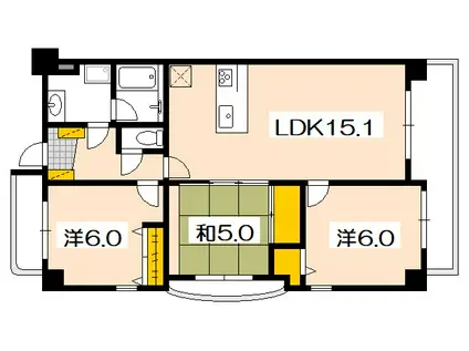 スカイアーク51五日市(3LDK/8階)の間取り写真