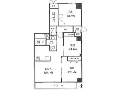 高田馬場シティハイツ(3LDK/5階)の間取り写真