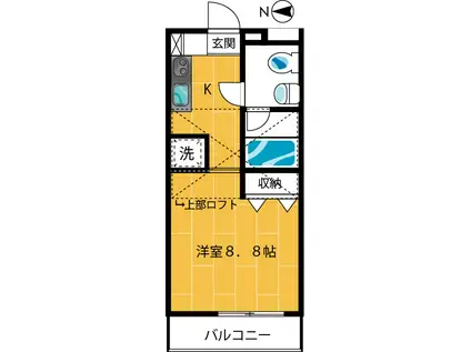 イルベーネ(1K/3階)の間取り写真