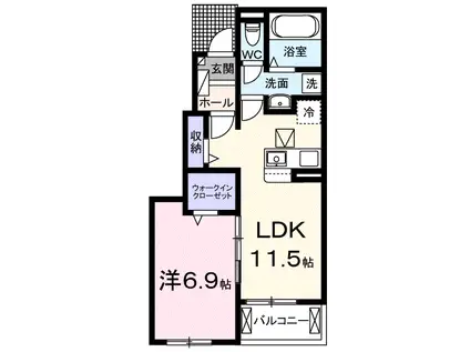 パークヒルズWAKA(1LDK/1階)の間取り写真