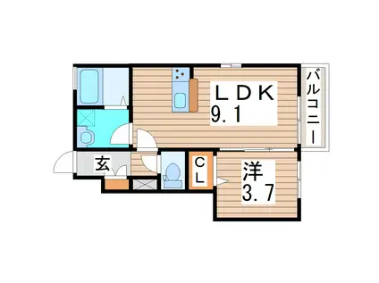 セントレ富沢 II(1LDK/1階)の間取り写真