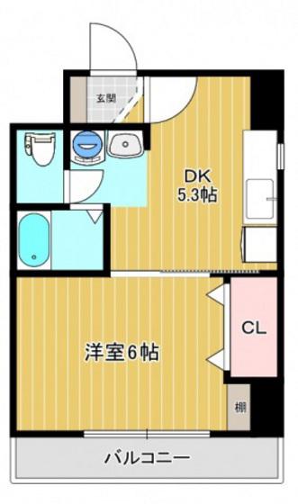 クヴェレセイキビル(1K/6階)の間取り写真