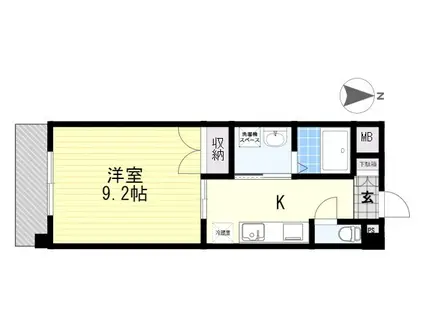 アドアベリーⅡ(1K/1階)の間取り写真