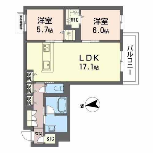 シャーメゾンフィセル(2LDK/3階)の間取り写真