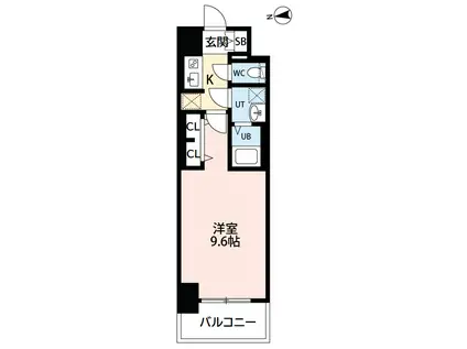 SーRESIDENCE岡崎公園AUREATE(1K/9階)の間取り写真