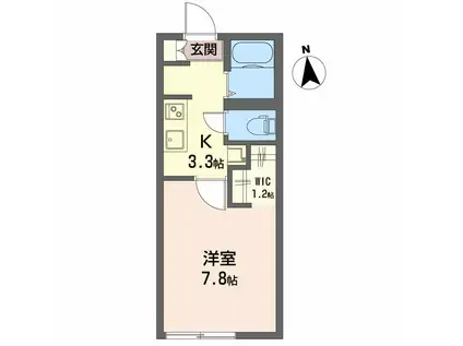 フォンティーヌ(1K/1階)の間取り写真