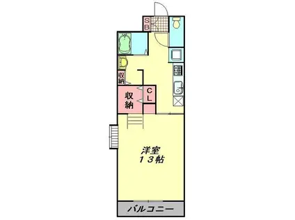 ルネスカーサ(1K/4階)の間取り写真