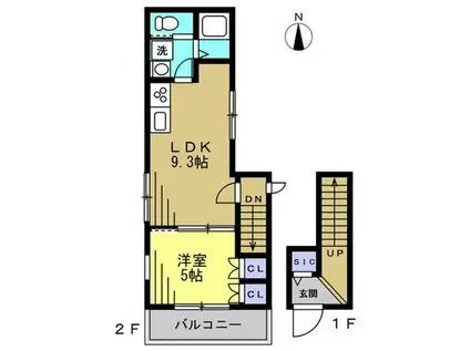 メゾン ソレイユ(1LDK/2階)の間取り写真