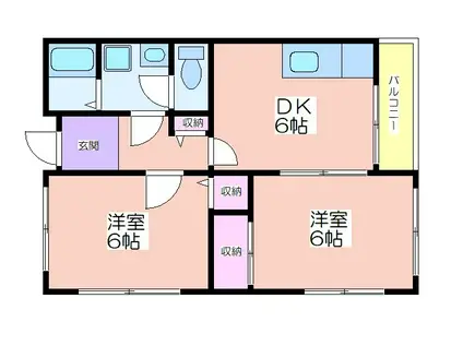 スマイルF・MINOO(2DK/2階)の間取り写真