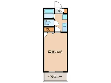 ランドワンA(1K/2階)の間取り写真