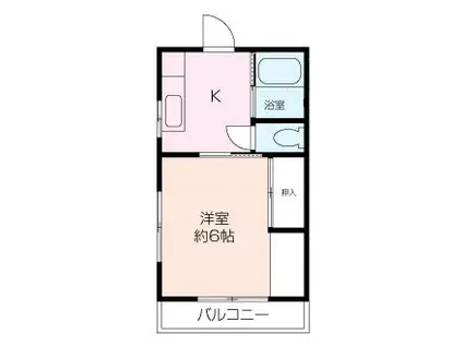 みやこアパート(1K/2階)の間取り写真