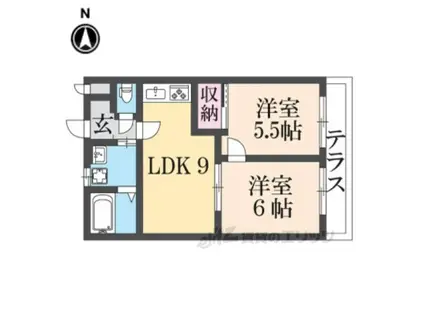 パール香芝(2LDK/2階)の間取り写真
