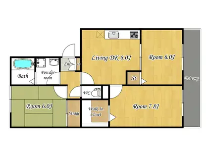 GREENPARK TOYONAKAMIYAYAMAグリーンパーク(3LDK/3階)の間取り写真