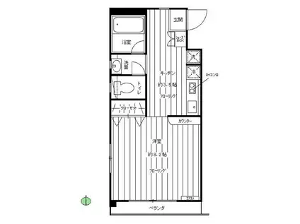 自由が丘三番館(1K/1階)の間取り写真