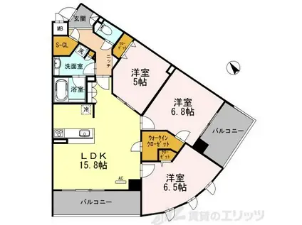 YSCOURT千里山(3LDK/1階)の間取り写真