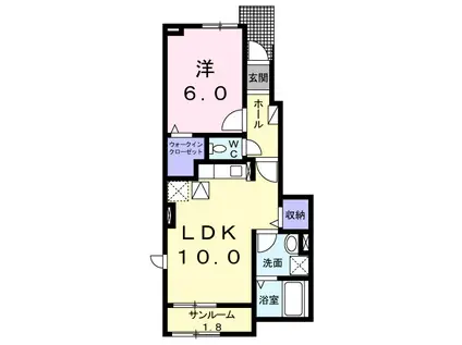 ゼファーイン(1LDK/1階)の間取り写真