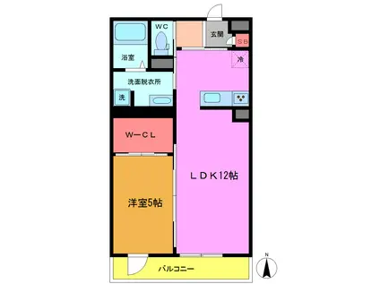 リブリ・ソレイユ(1LDK/1階)の間取り写真