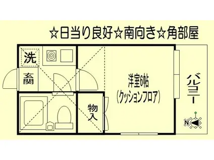 サンタミヤ(1K/2階)の間取り写真