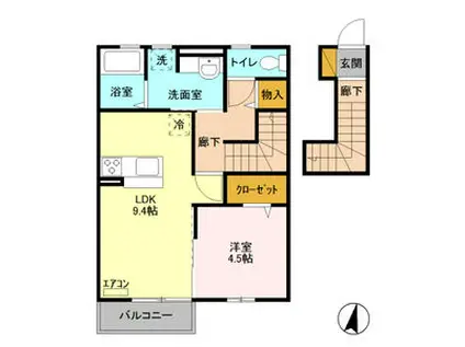 ウィット-MJ(1LDK/2階)の間取り写真