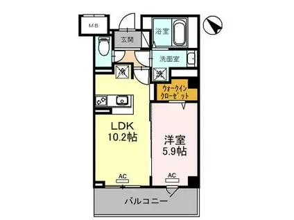 グランアネシス金澤II(1LDK/4階)の間取り写真